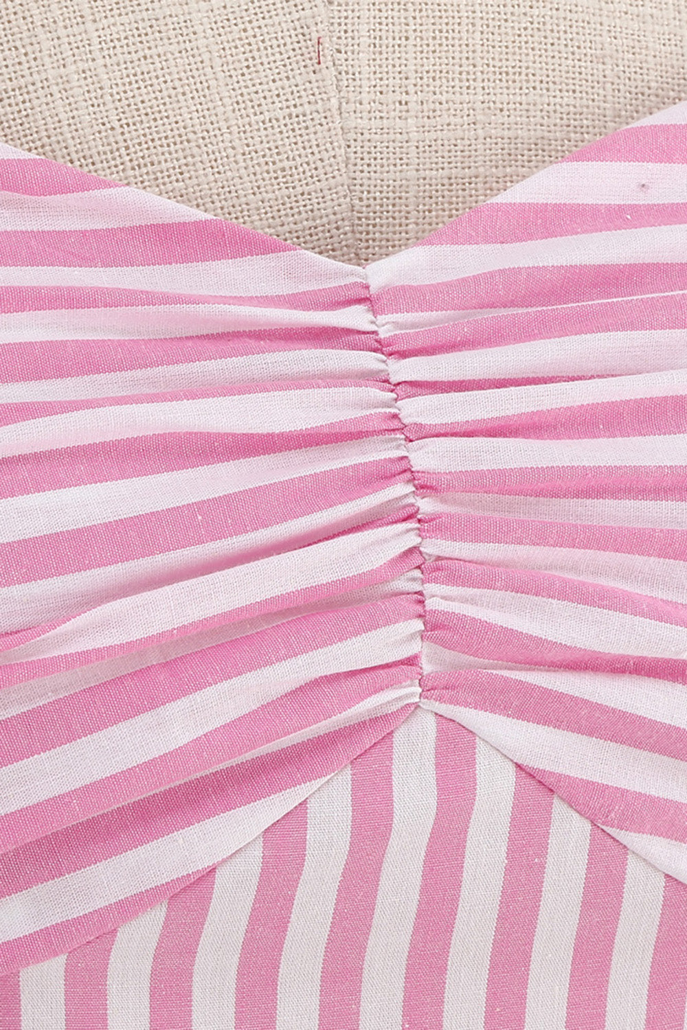 Spaghettiträger rosa Streifen Swing Kleid aus den 1950er Jahren