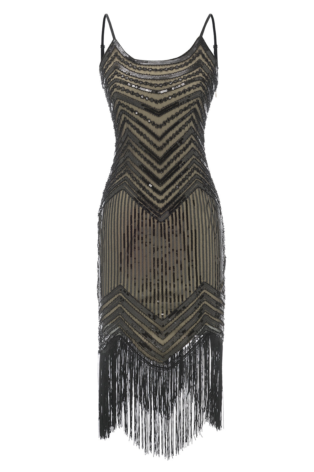 Schwarzes rotes Spaghettiträger Kleid der 1920er Jahre