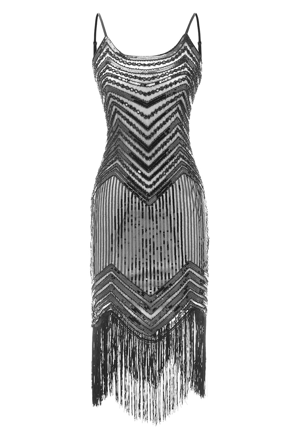 Schwarzes rotes Spaghettiträger Kleid der 1920er Jahre
