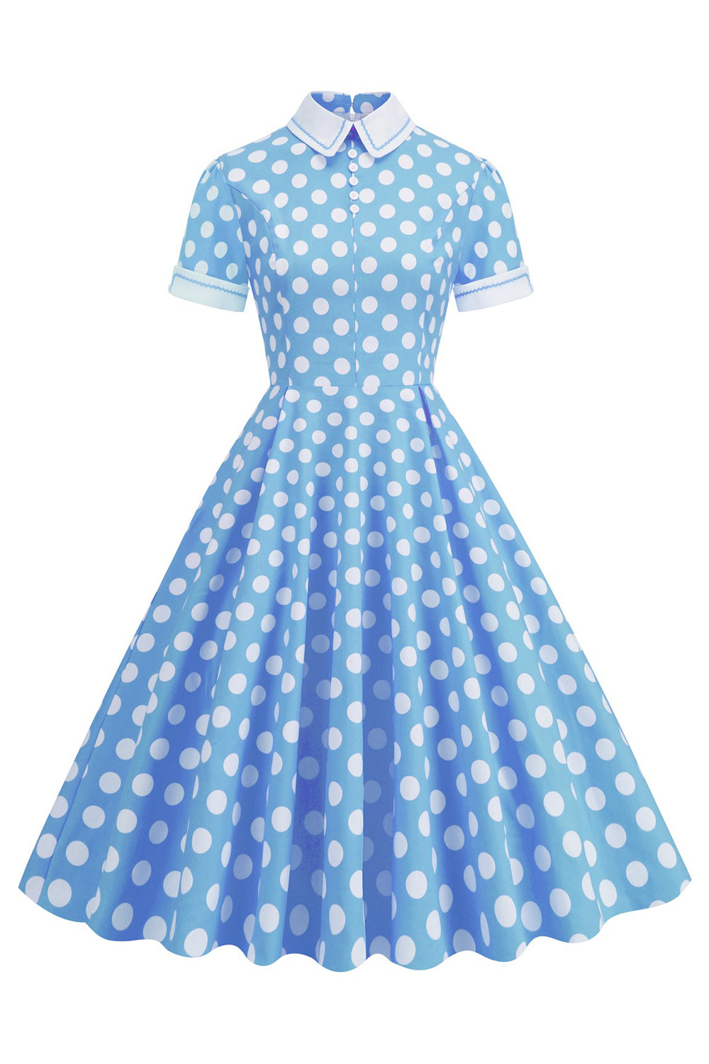Hepburn Stil Polka Dots Vintage Kleid mit kurzen Ärmeln