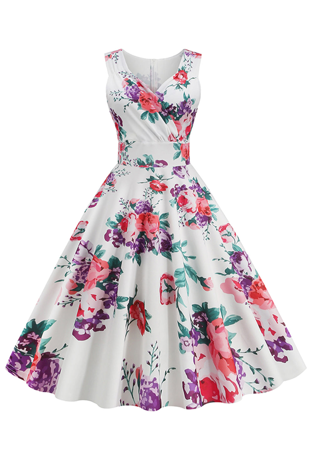 Hellblaues V-Ausschnitt 1950er Jahre Vintage Kleid