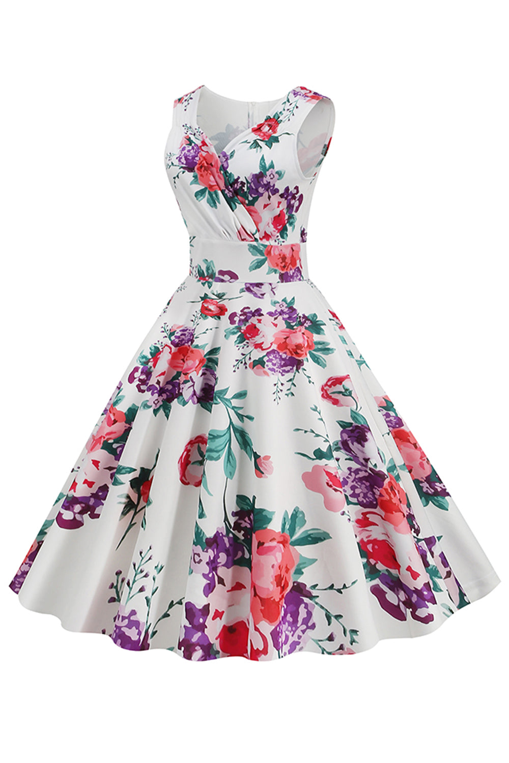 Hellblaues V-Ausschnitt 1950er Jahre Vintage Kleid