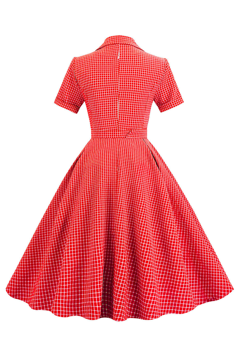 Vintage V Ausschnitt Blau kariertes Kleid aus den 1950er Jahren