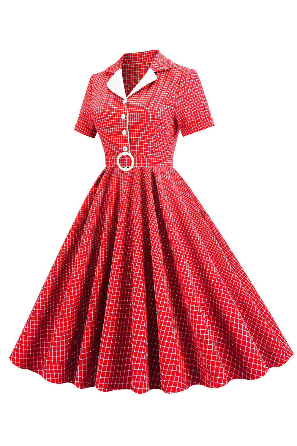 Vintage V Ausschnitt Blau kariertes Kleid aus den 1950er Jahren