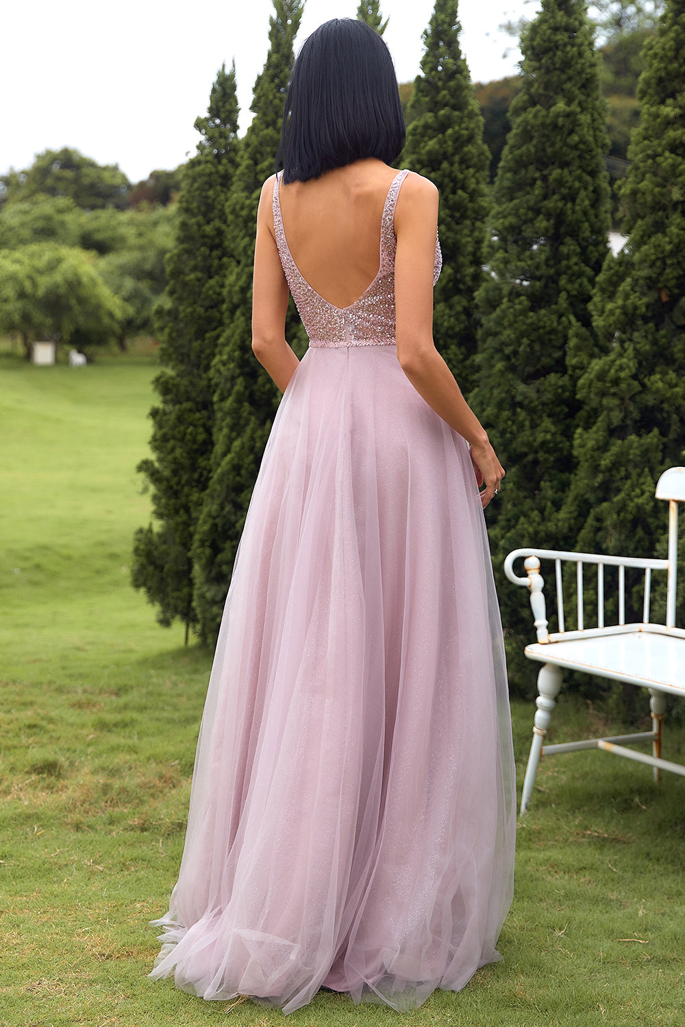 Blush Tüll & Pailletten Ballkleid