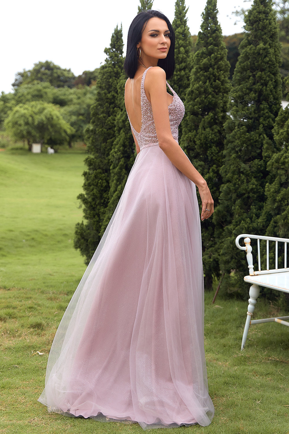 Blush Tüll & Pailletten Ballkleid