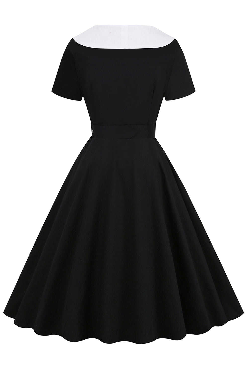 Schwarzes Swing kleid aus den 1950er Jahren mit Gürtel
