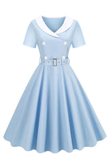 Schwarzes Swing kleid aus den 1950er Jahren mit Gürtel
