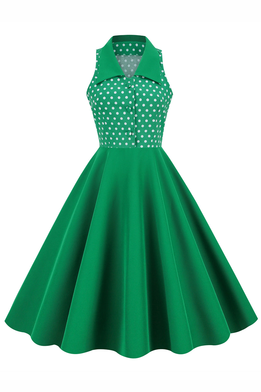 Grüner Ansteckkragen Polka Dots Swing 1950er Jahre Kleid