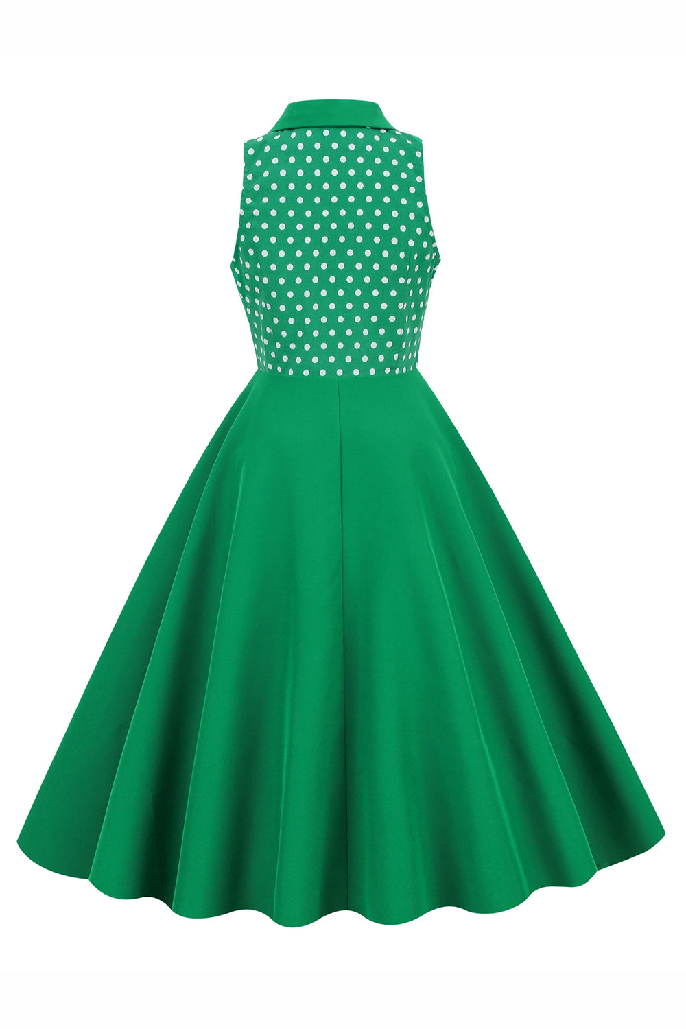 Grüner Ansteckkragen Polka Dots Swing 1950er Jahre Kleid