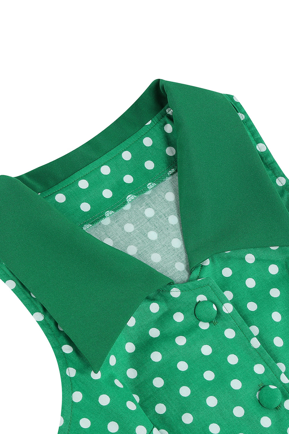 Grüner Ansteckkragen Polka Dots Swing 1950er Jahre Kleid