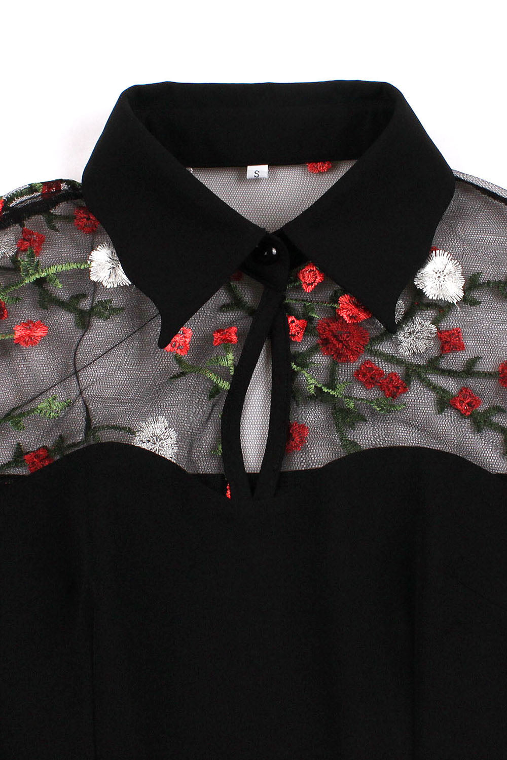 Schwarzes Langarm Halloween Kleid mit Stickerei