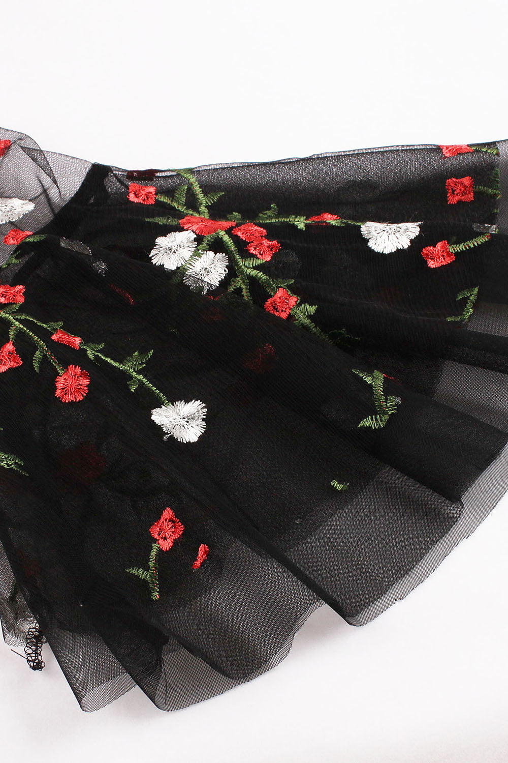 Schwarzes Langarm Halloween Kleid mit Stickerei
