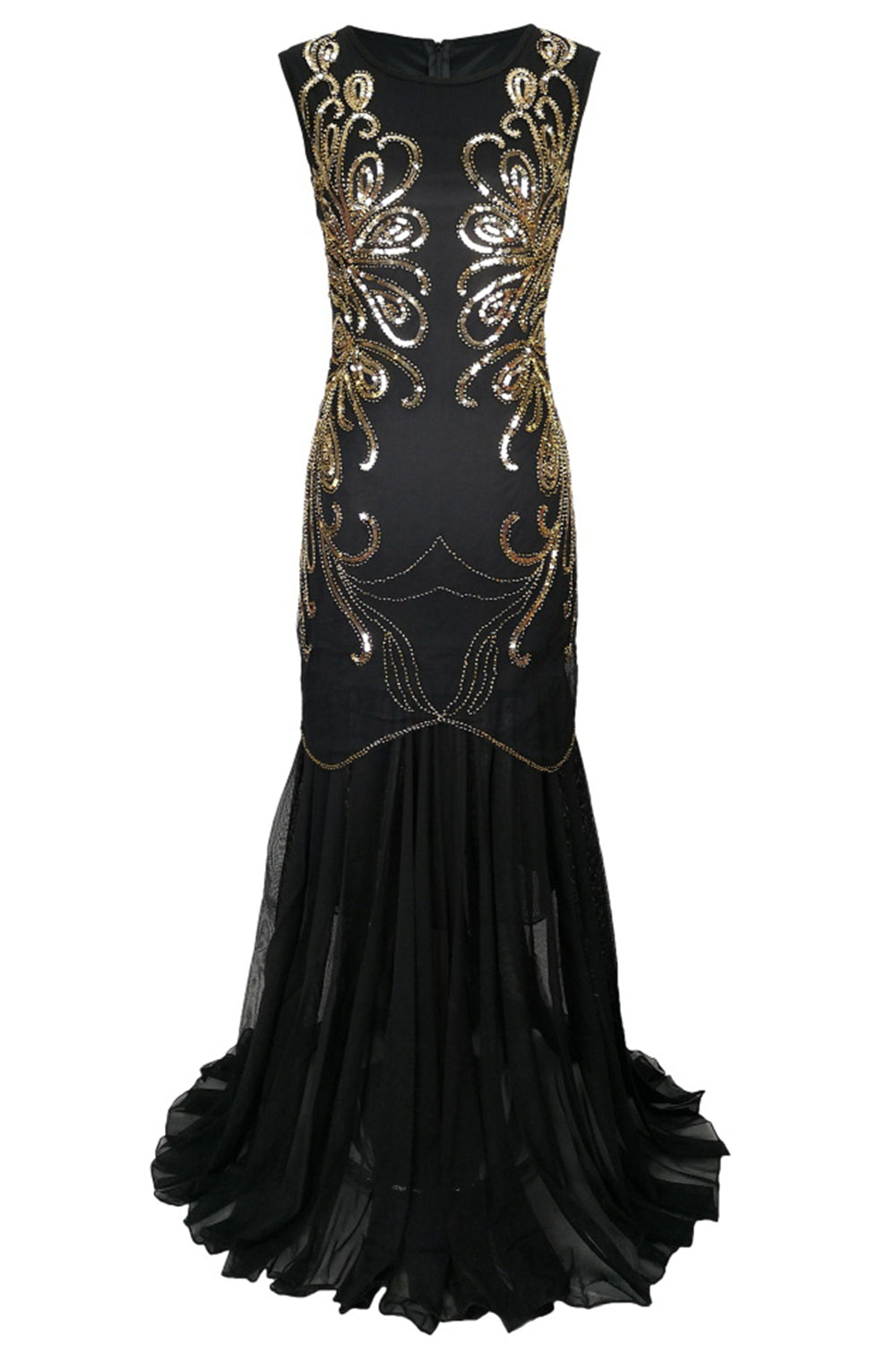 Pailletten Gold Langes Kleid aus den 1920er Jahren