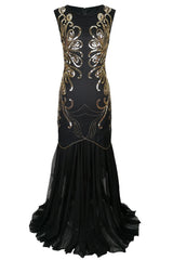 Pailletten Gold Langes Kleid aus den 1920er Jahren