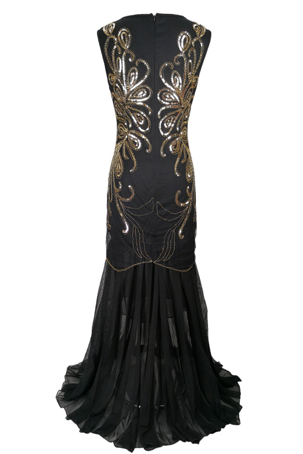 Pailletten Gold Langes Kleid aus den 1920er Jahren