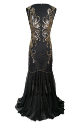 Pailletten Gold Langes Kleid aus den 1920er Jahren