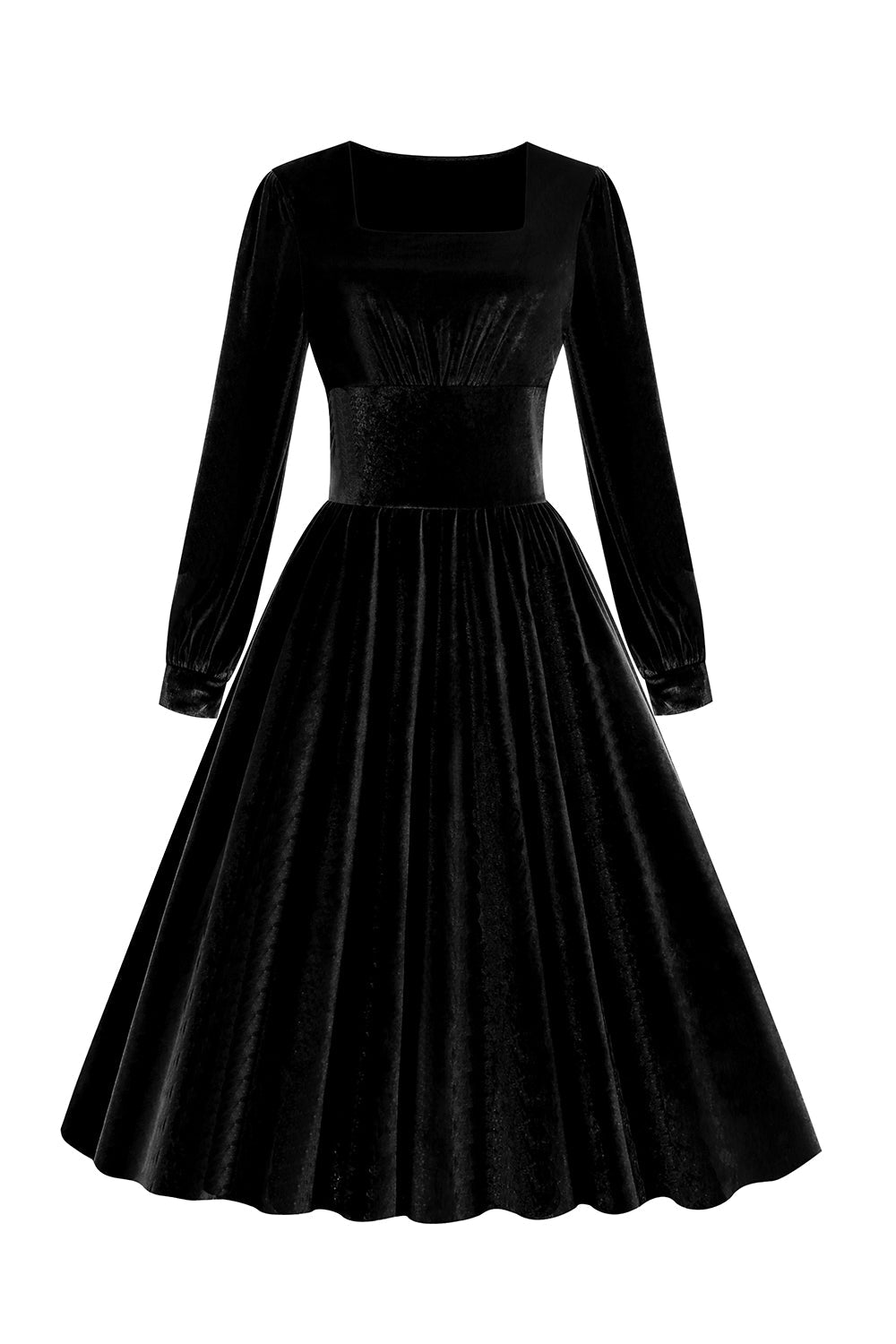 Grünes A-Linie Samt Vintage Kleid