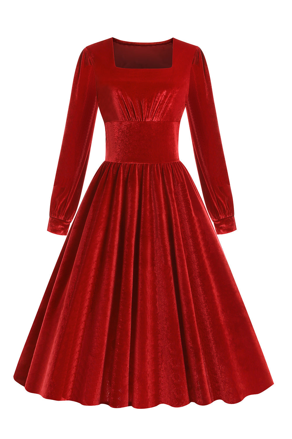 Grünes A-Linie Samt Vintage Kleid
