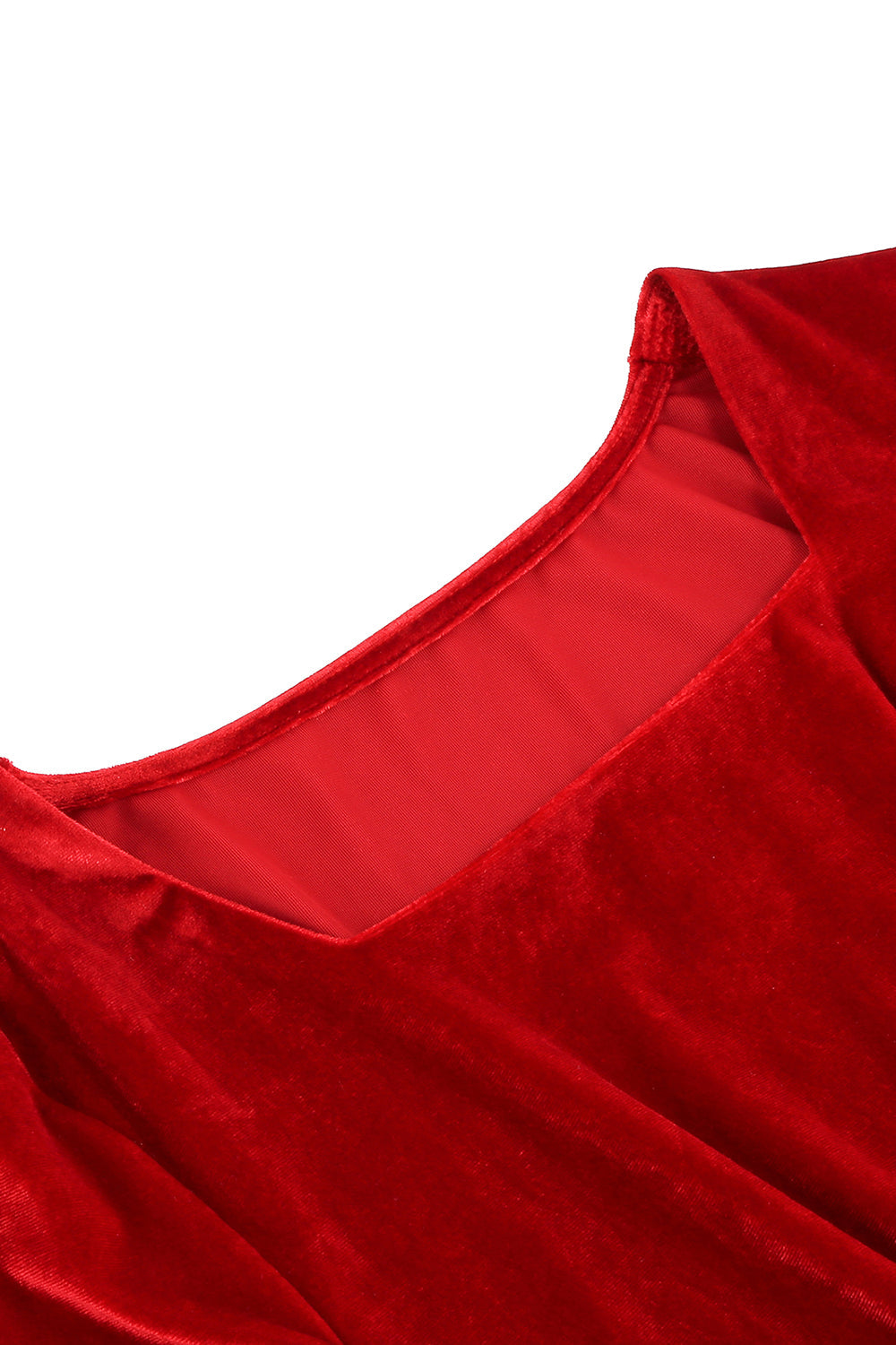 Rotes Samt Midi A-linie Vintage Kleid