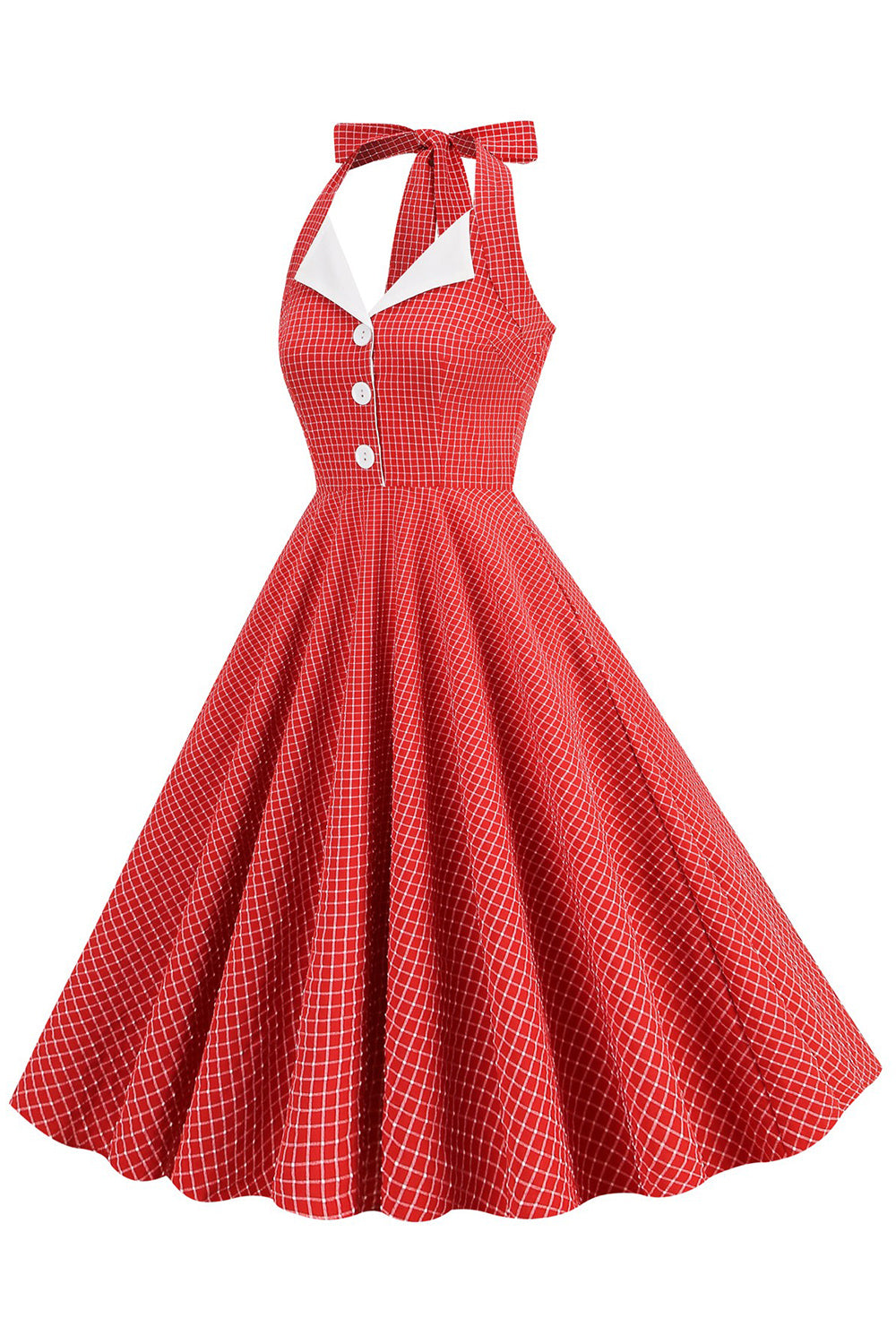 Retro Stil Neckholder Grün 1950er Jahre Kleid mit Knopf