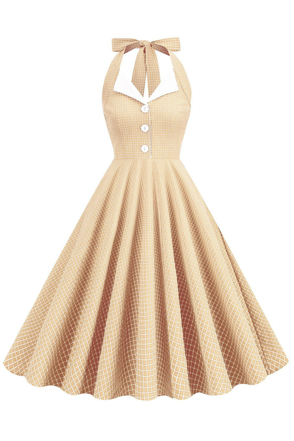 Retro Stil Neckholder Grün 1950er Jahre Kleid mit Knopf