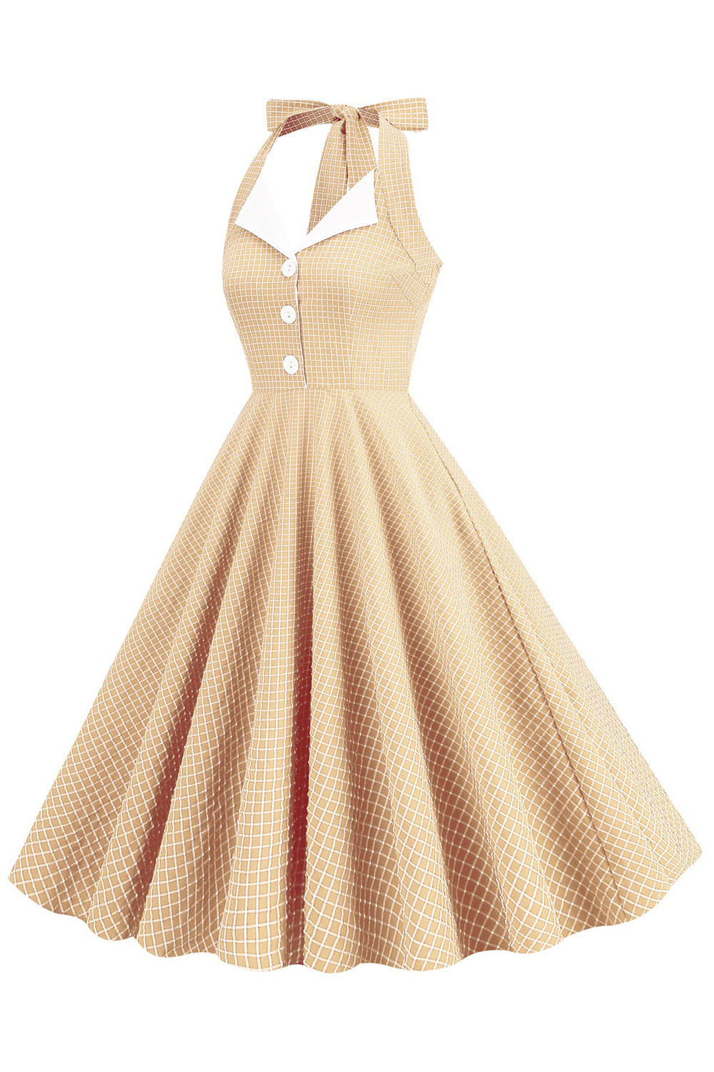 Retro Stil Neckholder Grün 1950er Jahre Kleid mit Knopf