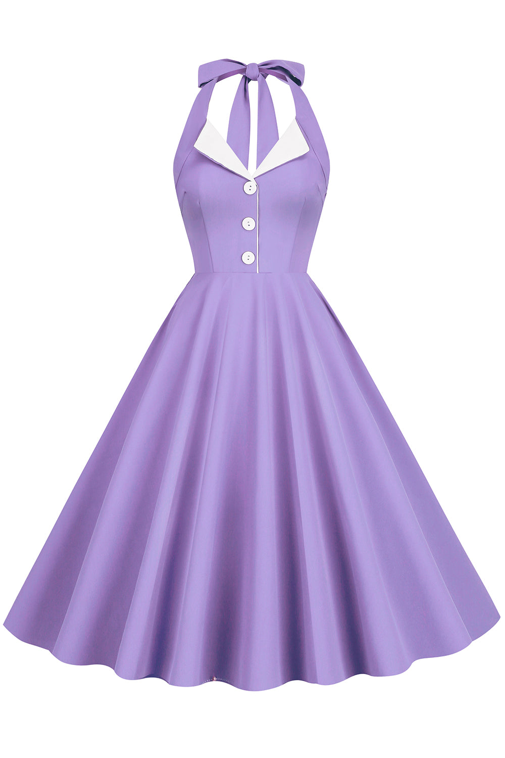 Hepburn Stil Neckholder Blaues Kleid der 1950er Jahre