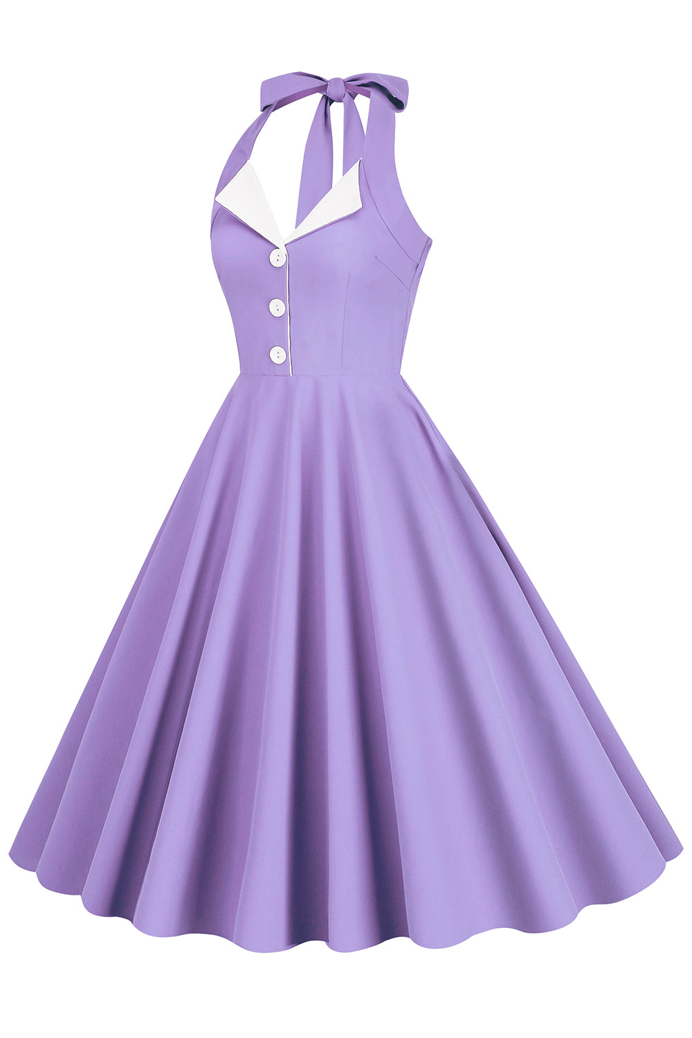 Hepburn Stil Neckholder Blaues Kleid der 1950er Jahre
