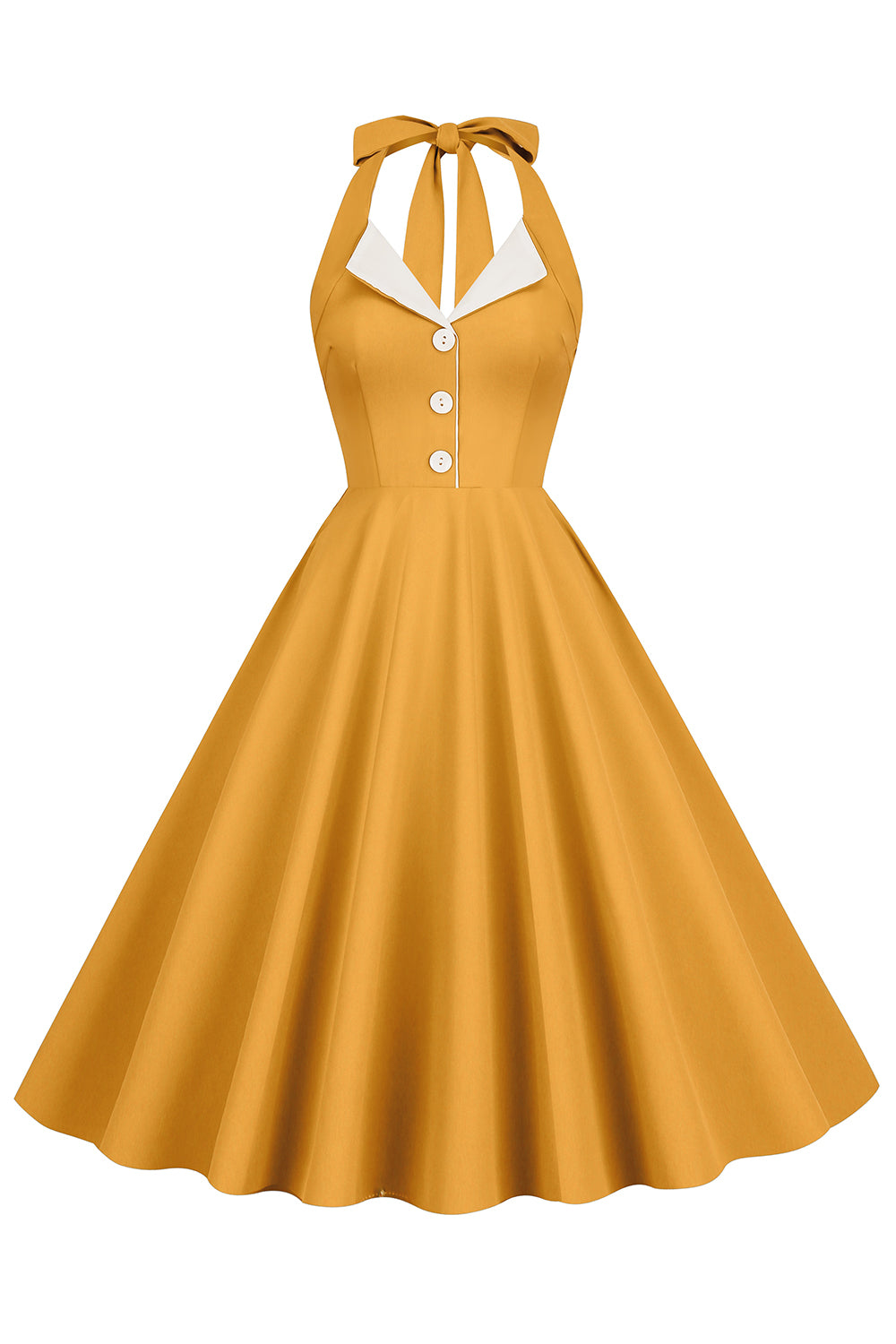 Hepburn Stil Neckholder Blaues Kleid der 1950er Jahre