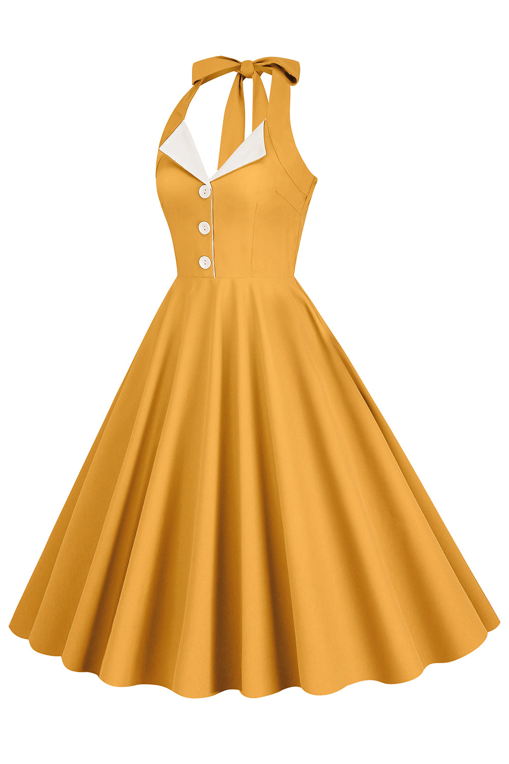 Hepburn Stil Neckholder Blaues Kleid der 1950er Jahre
