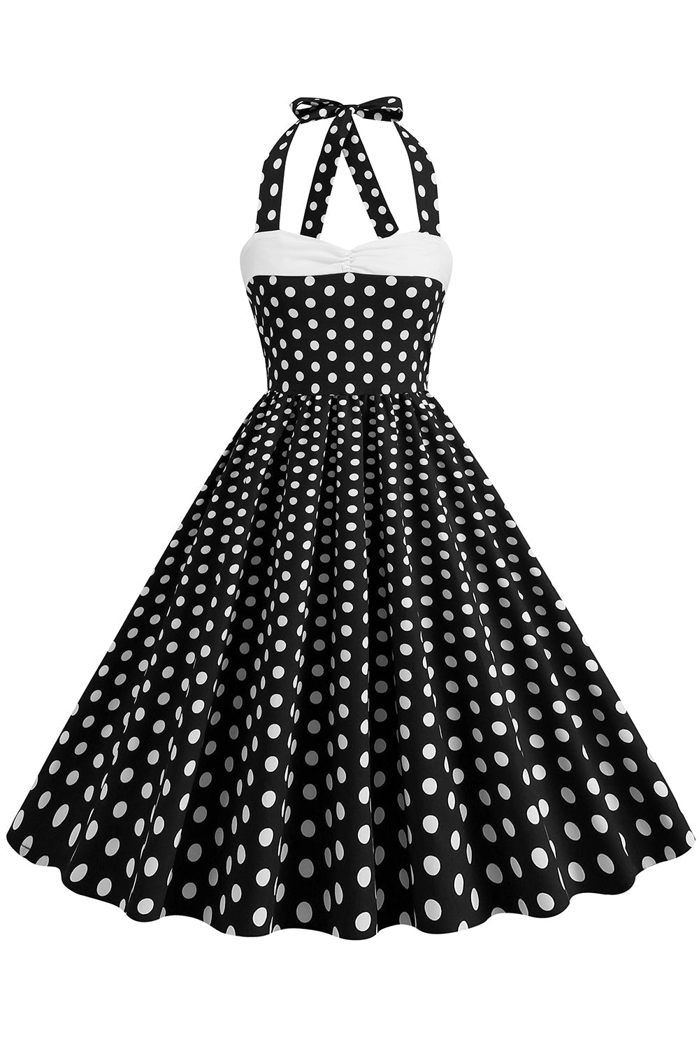 Rotes Neckholder Polka-Dots Rockabilly Kleid