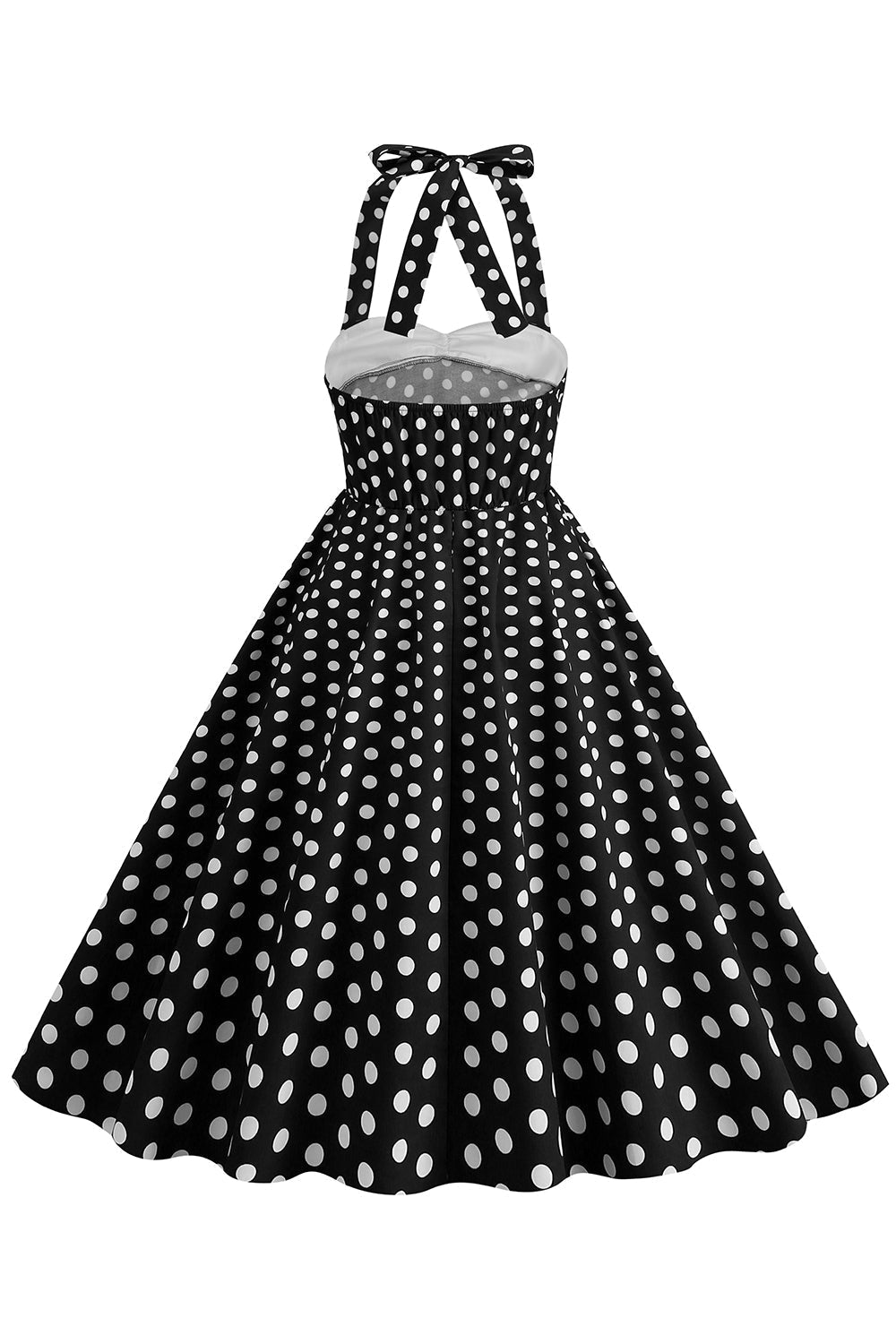 Rotes Neckholder Polka-Dots Rockabilly Kleid