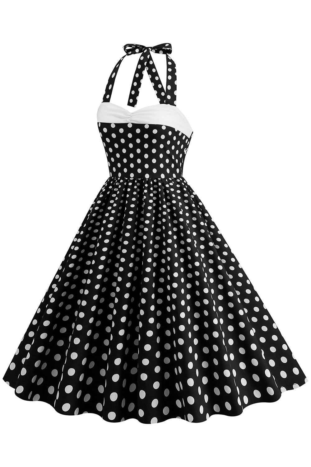 Rotes Neckholder Polka-Dots Rockabilly Kleid