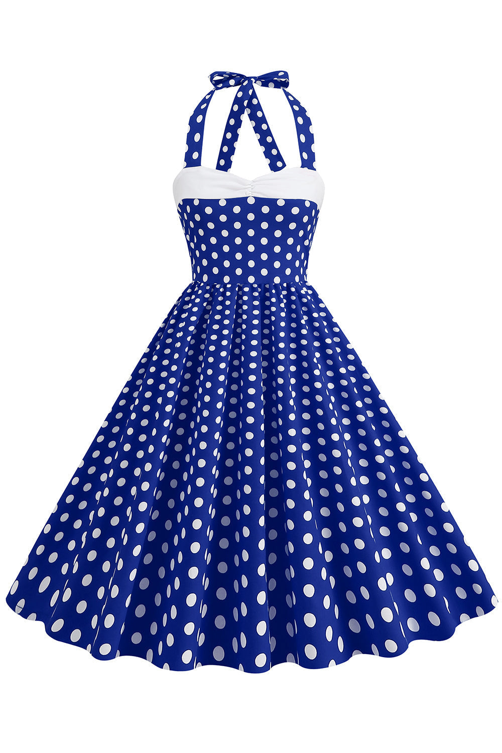 Rotes Neckholder Polka-Dots Rockabilly Kleid