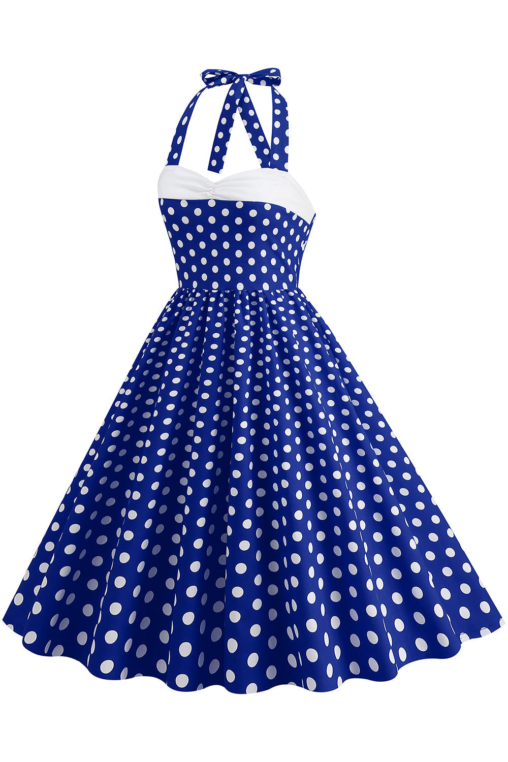 Rotes Neckholder Polka-Dots Rockabilly Kleid