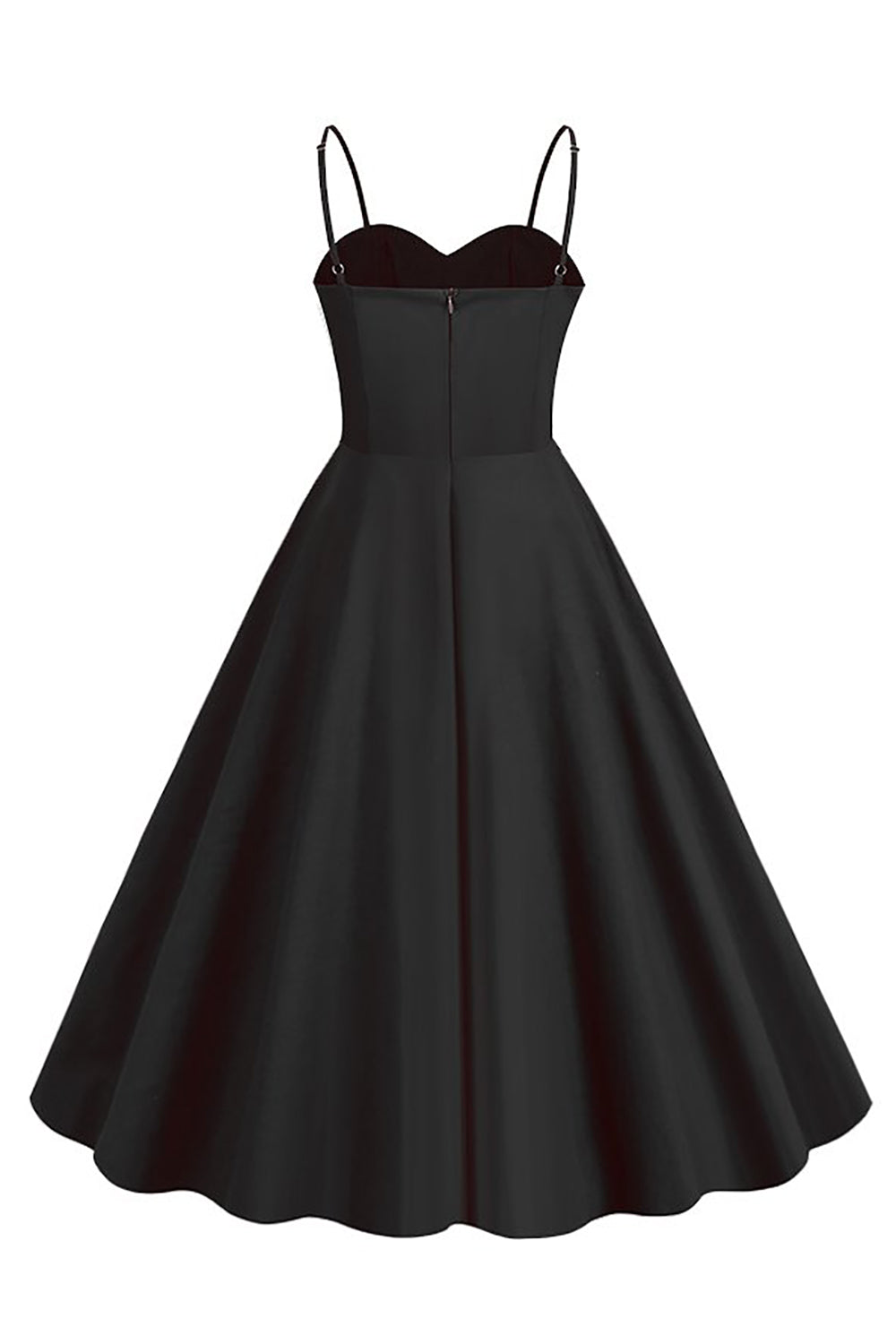 Polka Dots Schwarz ärmelloses Swing 1950er Jahre Kleid