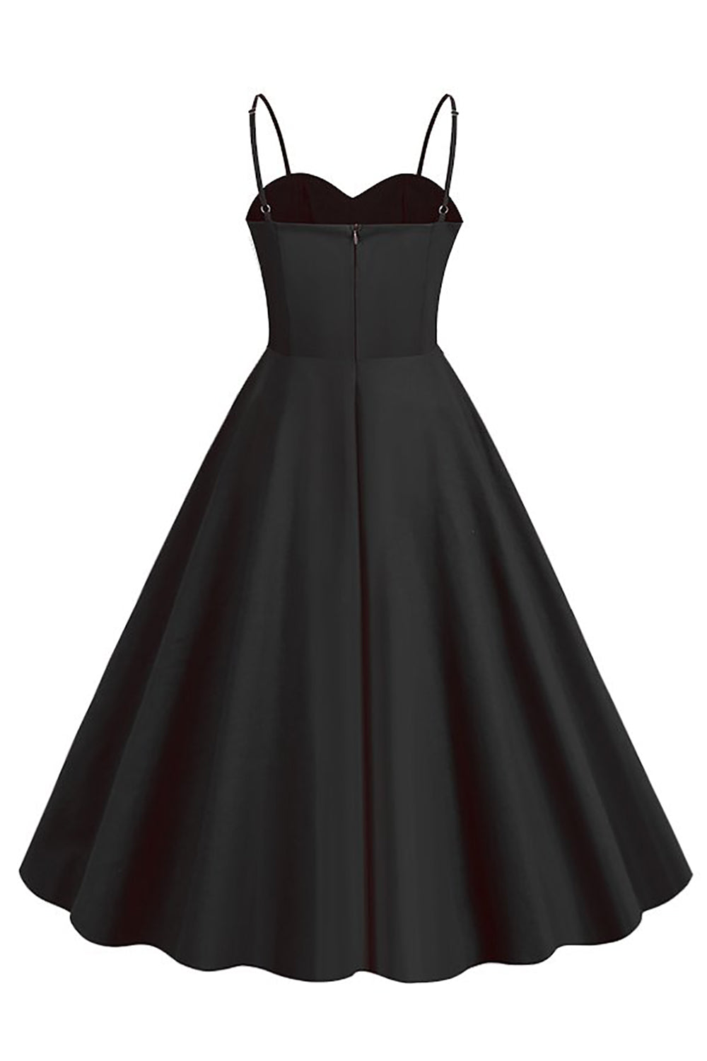 Polka Dots Schwarz ärmelloses Swing 1950er Jahre Kleid