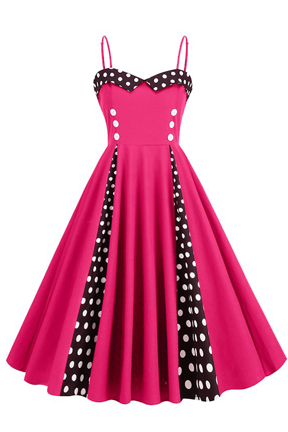Polka Dots Schwarz ärmelloses Swing 1950er Jahre Kleid