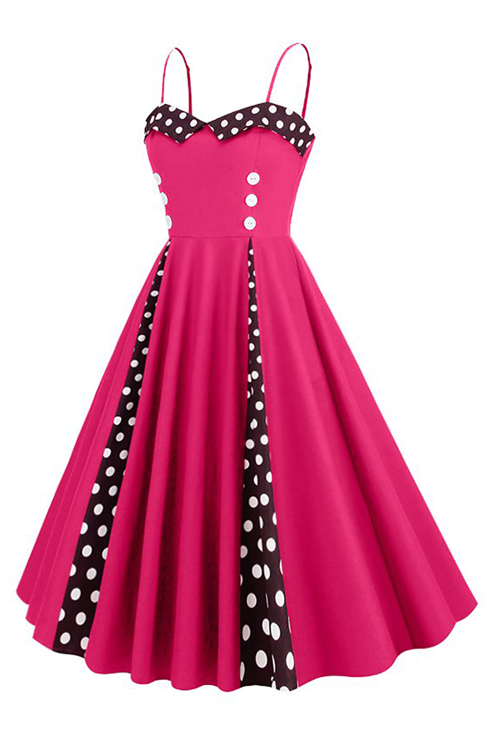 Polka Dots Schwarz ärmelloses Swing 1950er Jahre Kleid