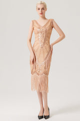 Glitzerndes schwarzes Flapper Kleid mit Fransen
