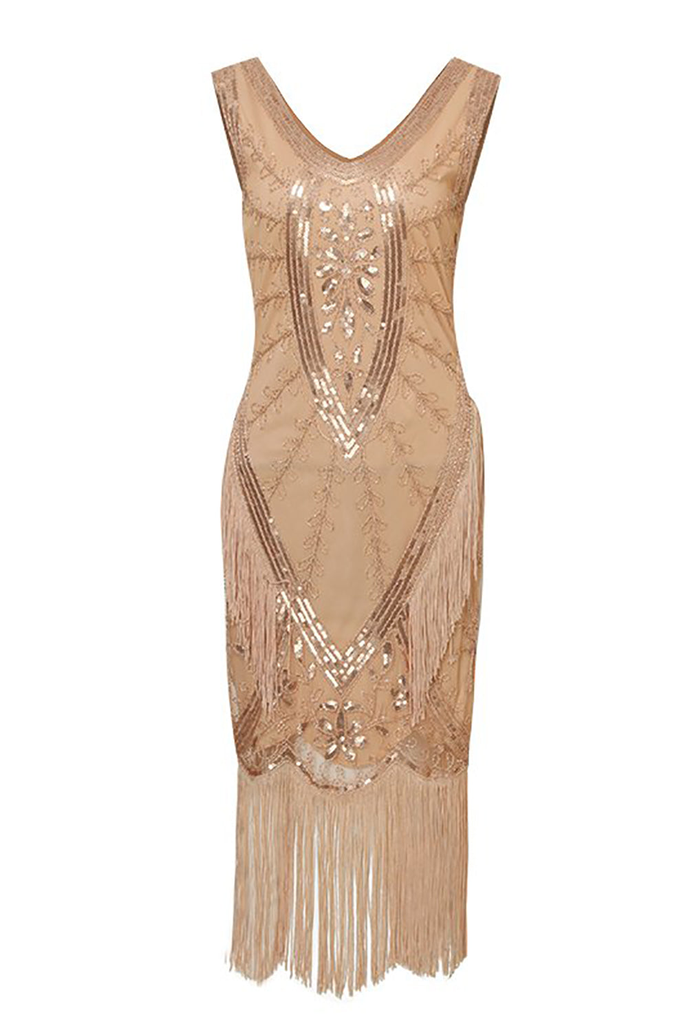 Glitzerndes schwarzes Flapper Kleid mit Fransen