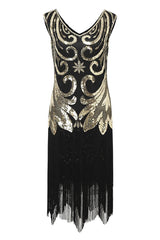 Fransen Glitzerndes Kleid aus den 1920er Jahren mit ärmellosem