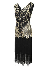 Fransen Glitzerndes Kleid aus den 1920er Jahren mit ärmellosem