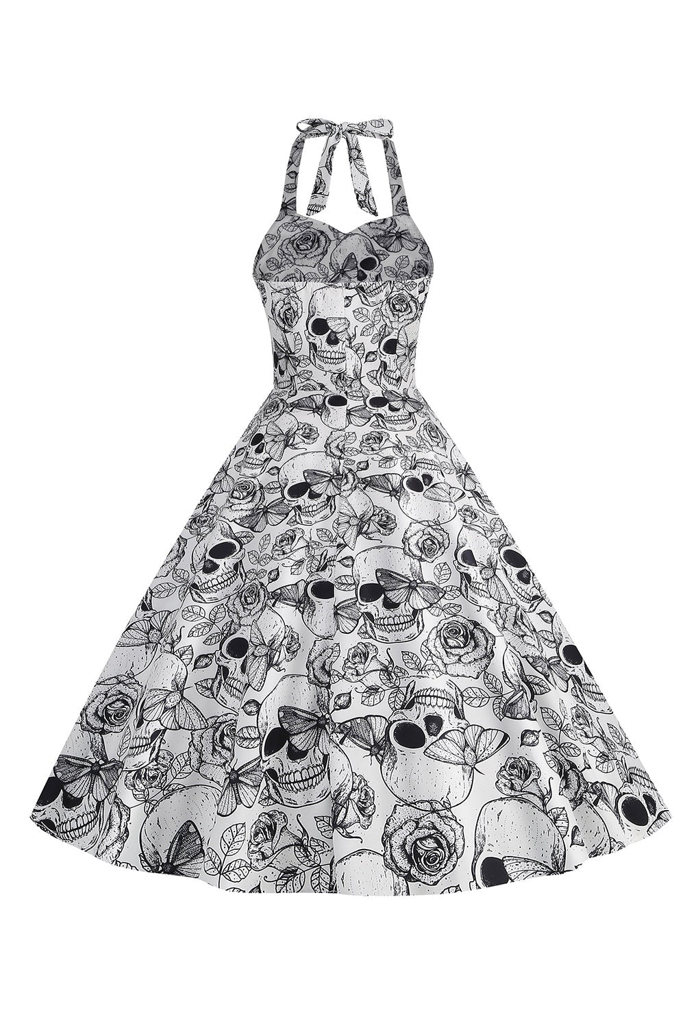 Halloween Schwarzes Neckholder Kürbis Kleid aus den 1950er Jahren