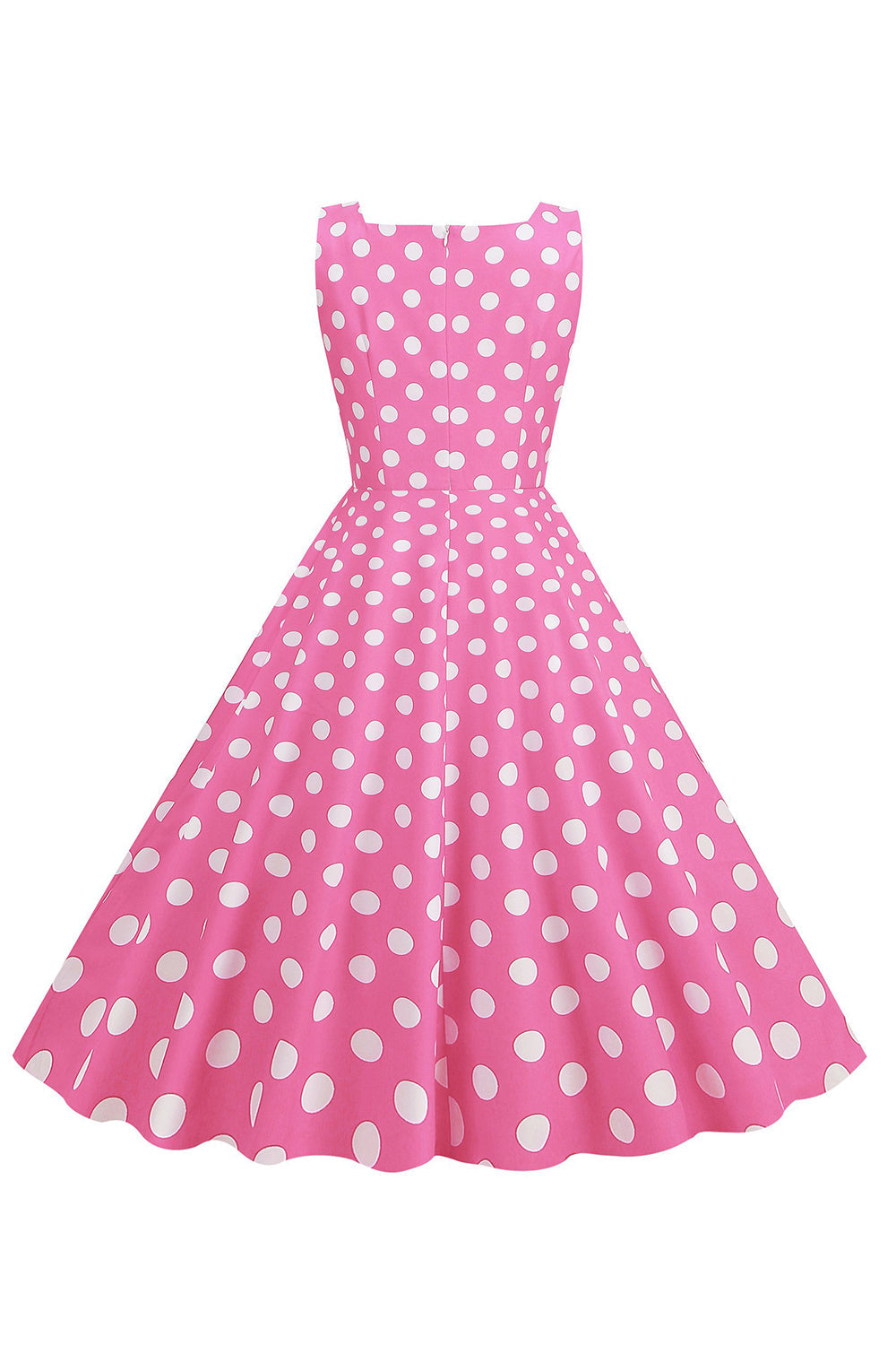 Polka Dots Rosa ärmelloses Kleid aus den 1950er Jahren