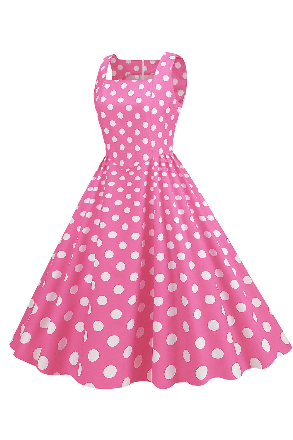 Polka Dots Rosa ärmelloses Kleid aus den 1950er Jahren