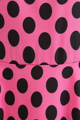 Rosa Schwarz Polka Dots Flügelärmel 1950er Jahre Kleid