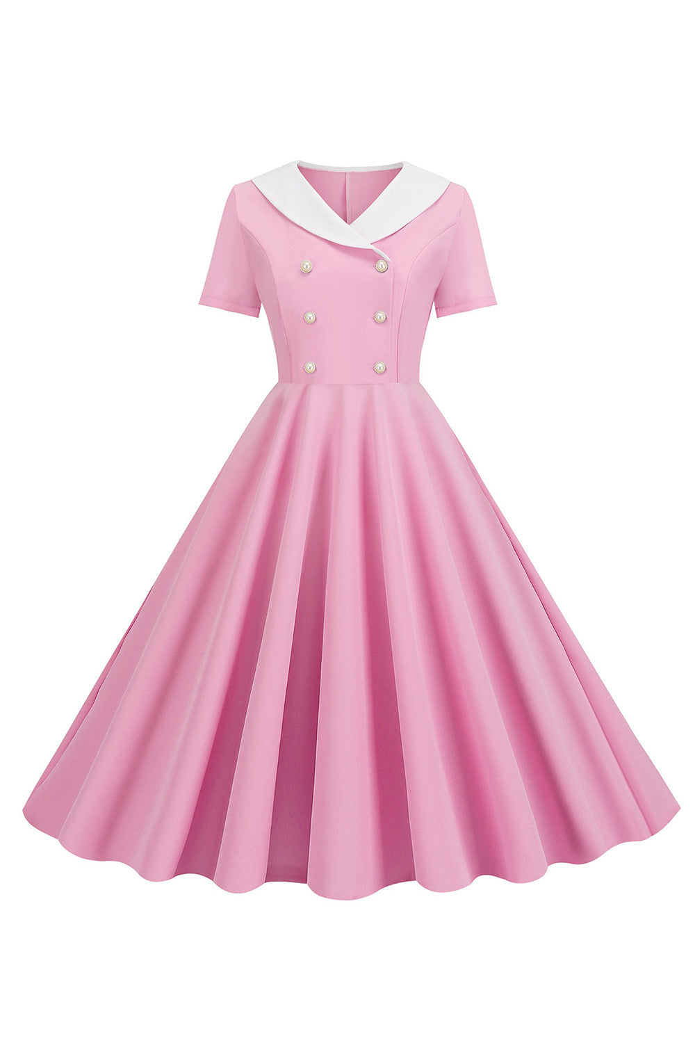 A Linie Rosa kurzes ärmelloses Kleid aus den 1950er Jahren