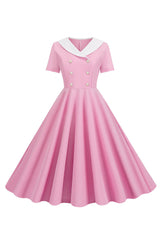 A Linie Rosa kurzes ärmelloses Kleid aus den 1950er Jahren